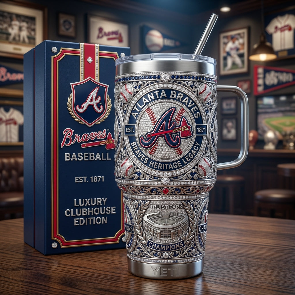Atlanta Braves 40oz Tumbler with Lid and Straw