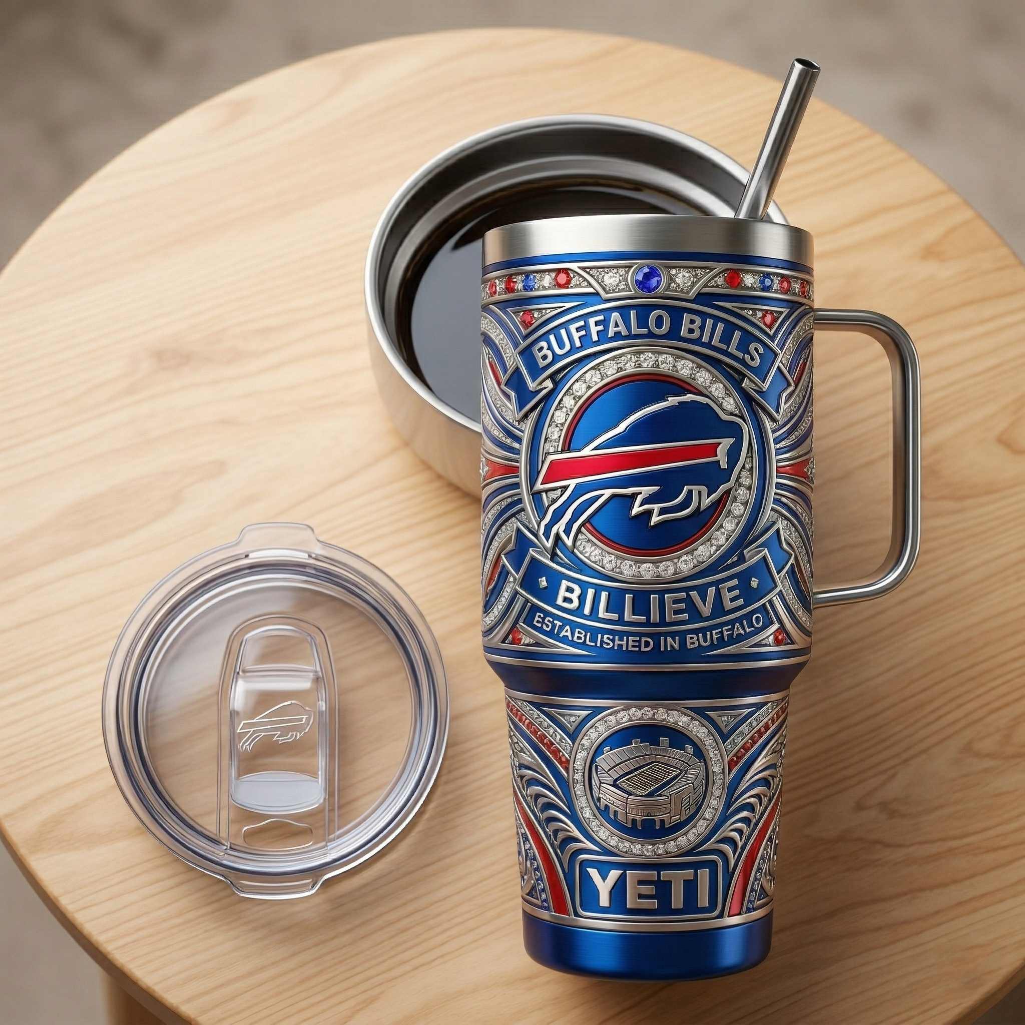 Buffalo Bills 40 oz Tumbler with Handle and Lid