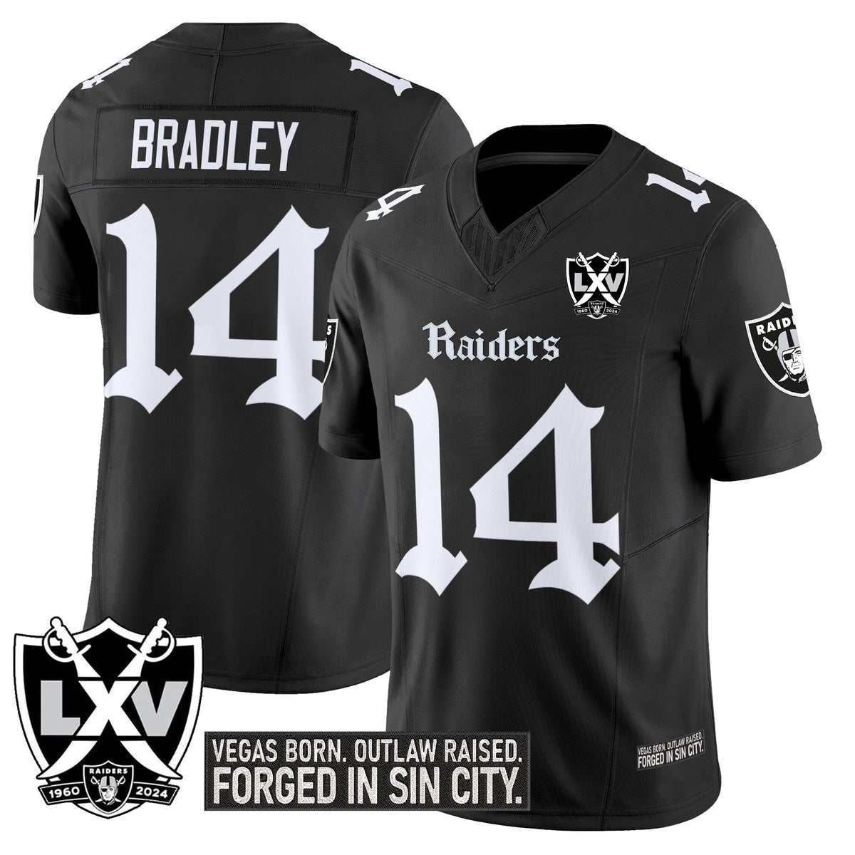 Men's Las Vegas Raiders 'Gothic Sin City Shadows Edition' Vapor Limited Jersey V2 - All Stitched