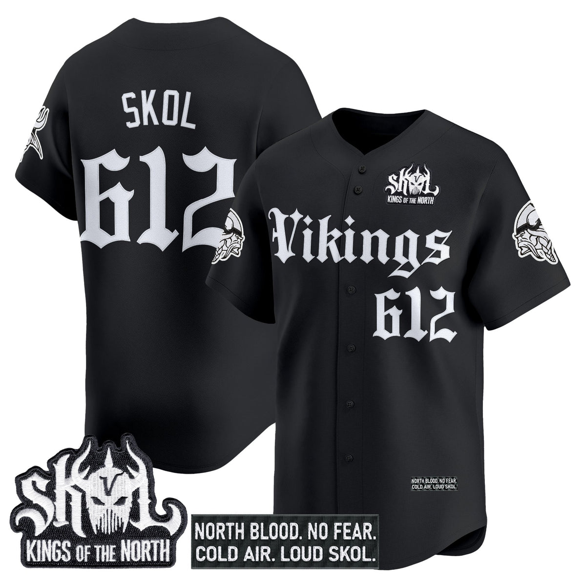 Men's Minnesota Vikings 'Gothic Norseblood Edition' Vapor Baseball Jersey - All Stitched