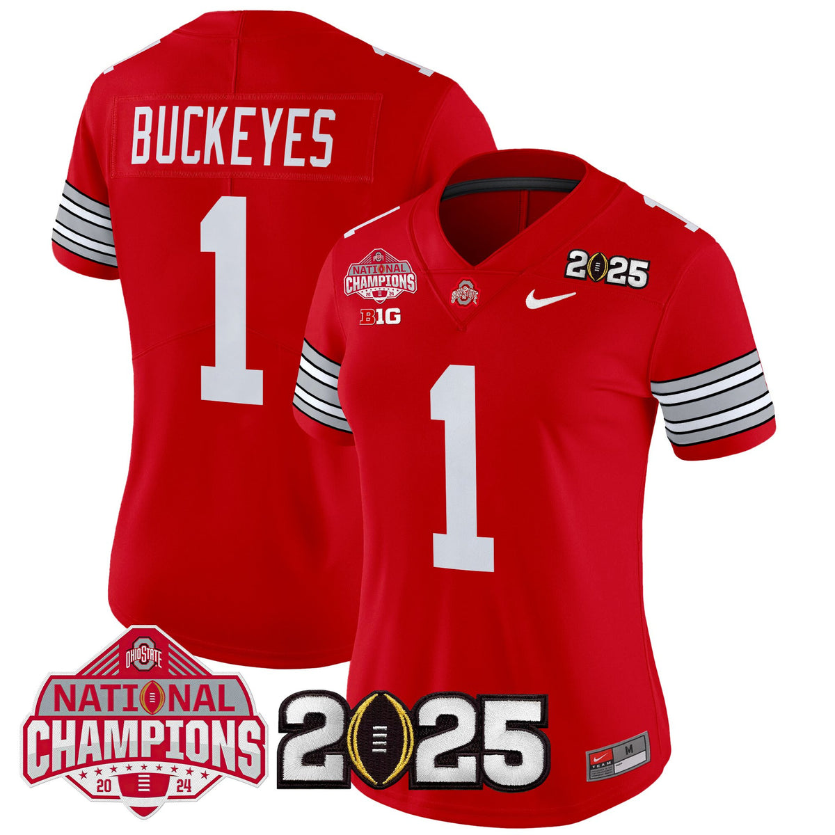 Women's Ohio State Buckeyes 'Heritage Stripe' 2025 National Champions Patch Vapor Limited Jersey - All Stitched