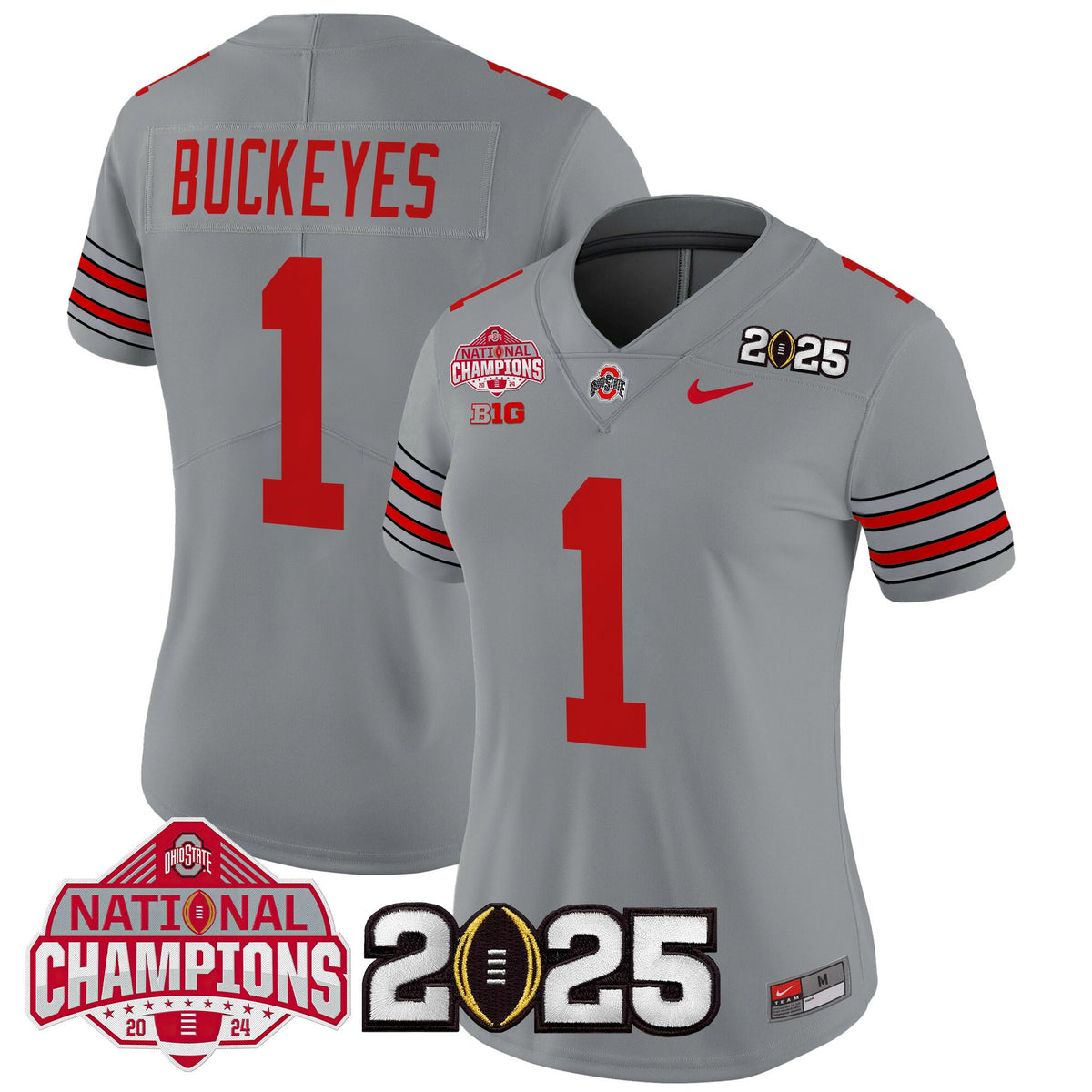 Women's Ohio State Buckeyes 'Heritage Stripe' 2025 National Champions Patch Vapor Limited Jersey - All Stitched