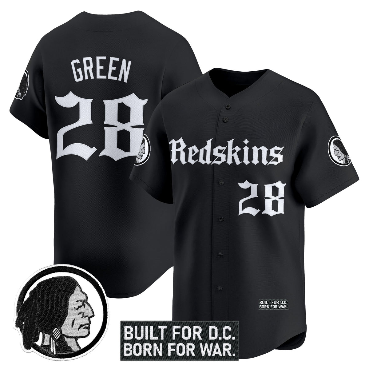 Men's Washington Redskins 'Gothic Capital Edition' Vapor Baseball Jersey - All Stitched