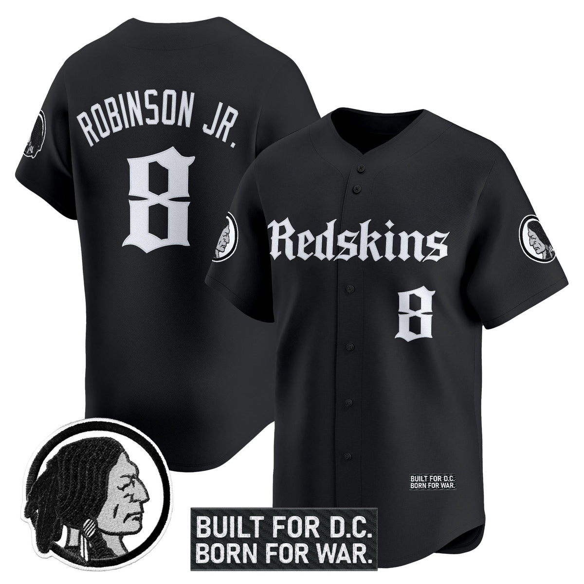 Men's Washington Redskins 'Gothic Capital Edition' Vapor Baseball Jersey - All Stitched