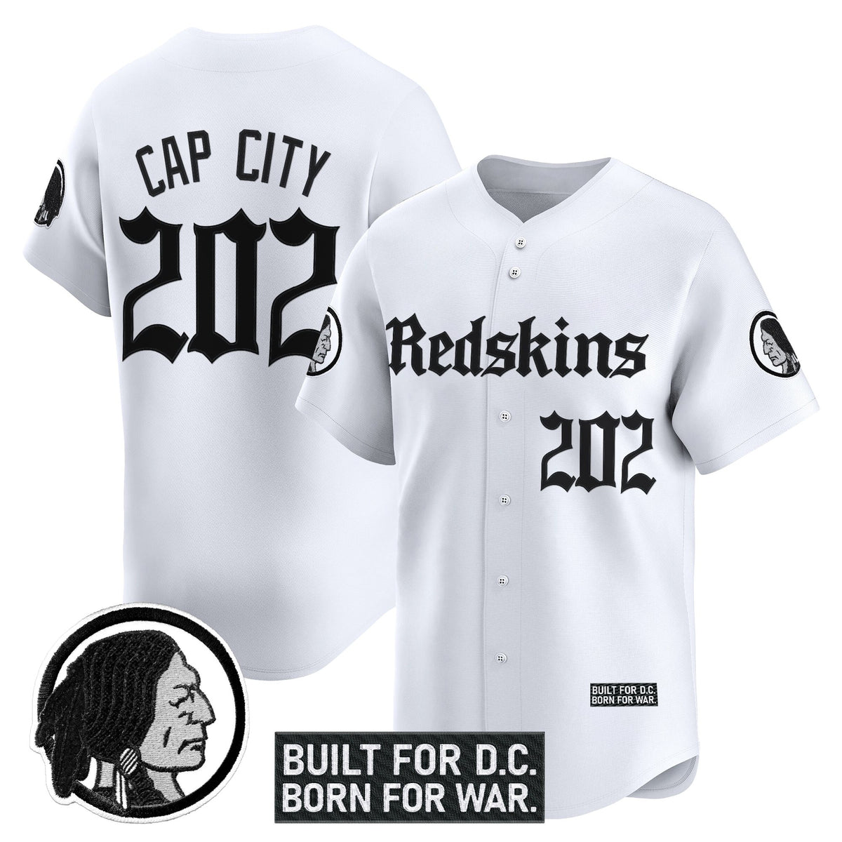 Men's Washington Redskins 'Gothic Capital Edition' Vapor Baseball Jersey - All Stitched