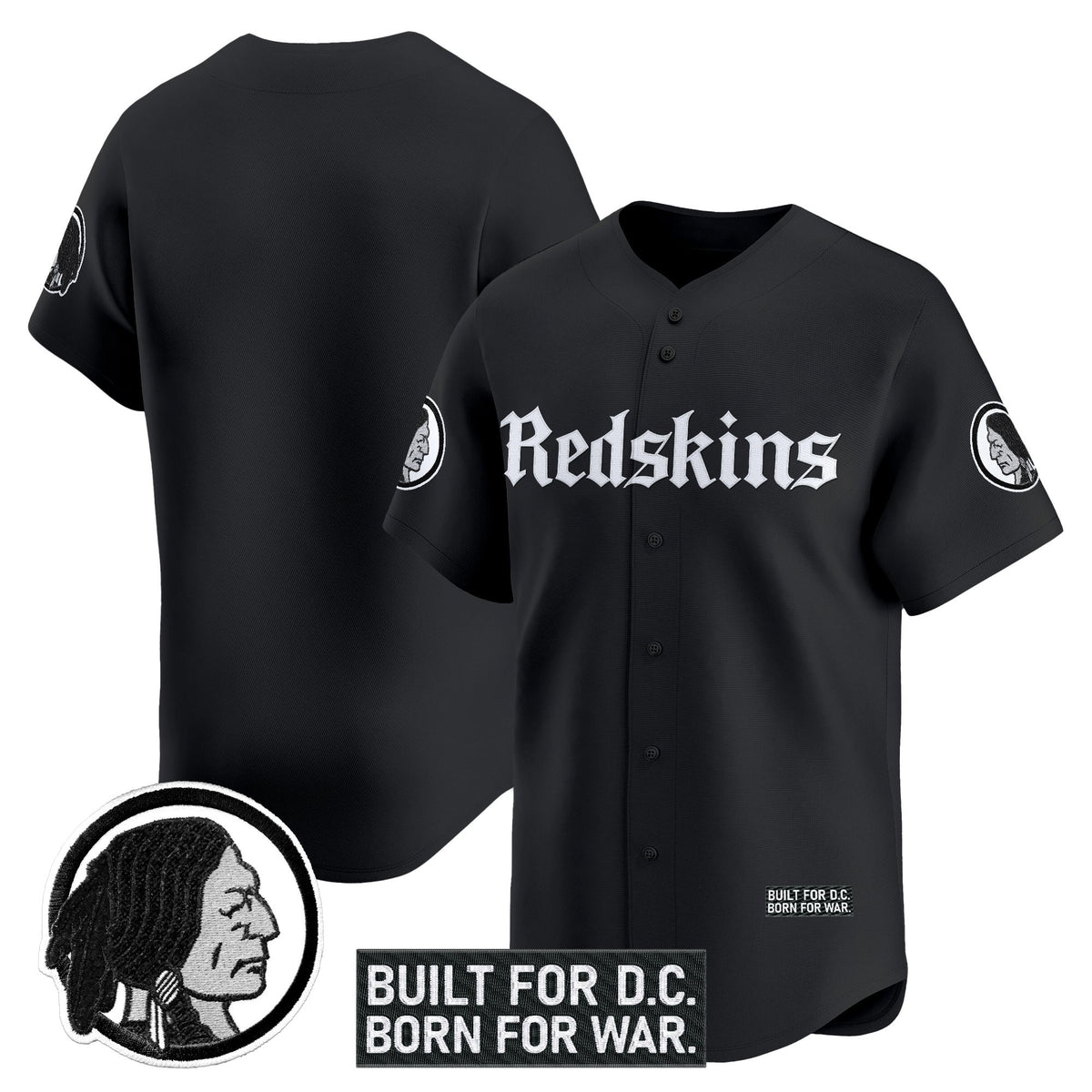 Men's Washington Redskins 'Gothic Capital Edition' Vapor Baseball Jersey - All Stitched