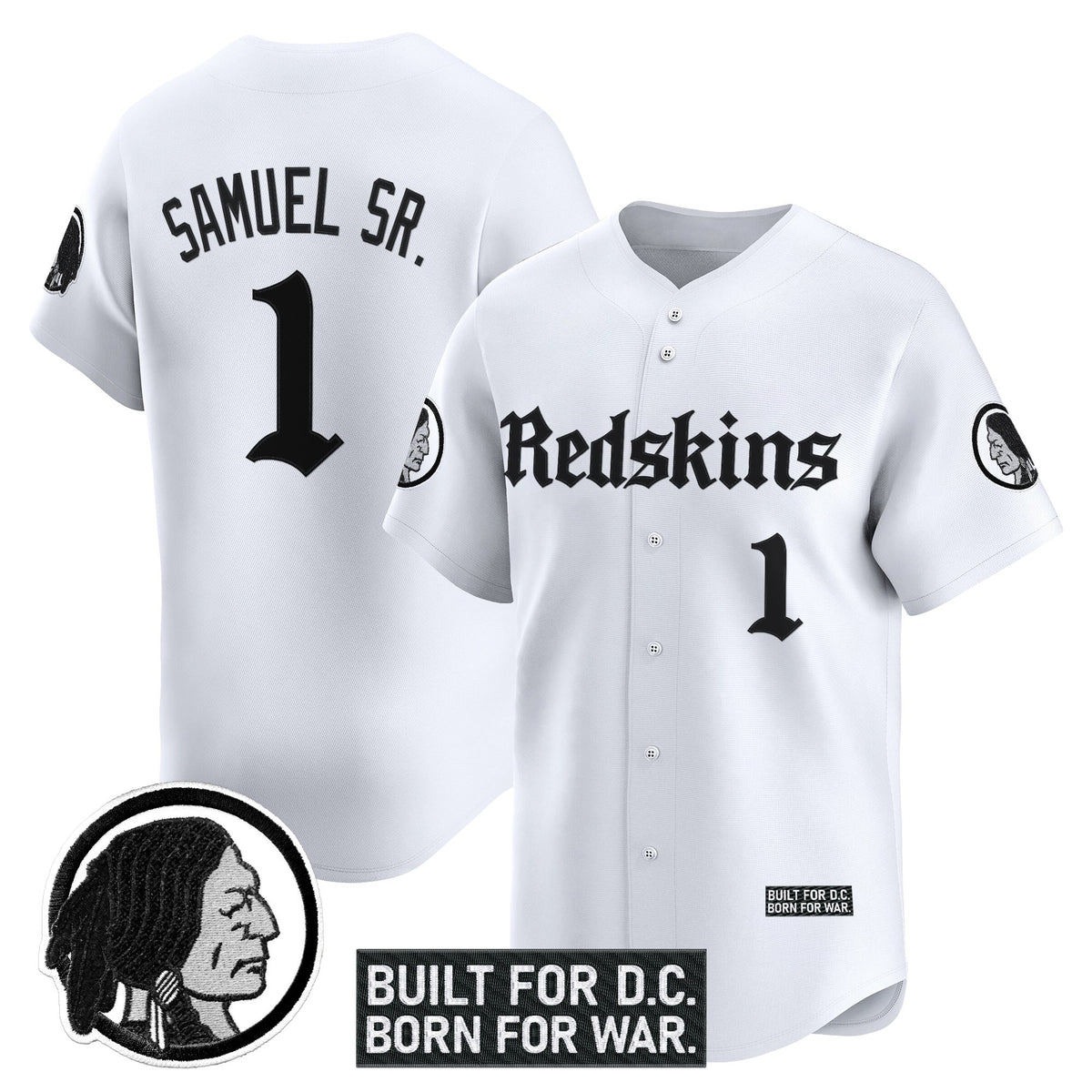 Men's Washington Redskins 'Gothic Capital Edition' Vapor Baseball Jersey - All Stitched