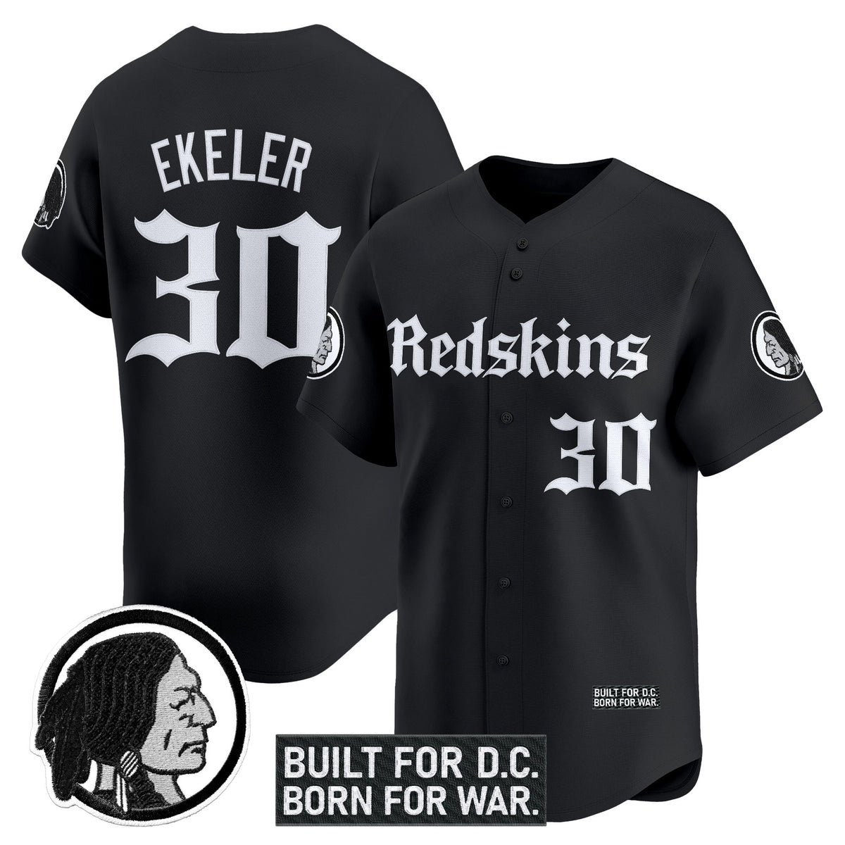 Men's Washington Redskins 'Gothic Capital Edition' Vapor Baseball Jersey - All Stitched