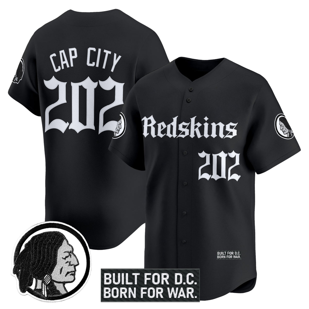 Men's Washington Redskins 'Gothic Capital Edition' Vapor Baseball Jersey - All Stitched