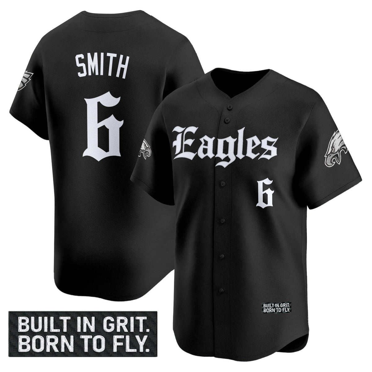 Men's Philadelphia Eagles 'Gothic Philly Edition' Vapor Baseball Jersey - All Stitched