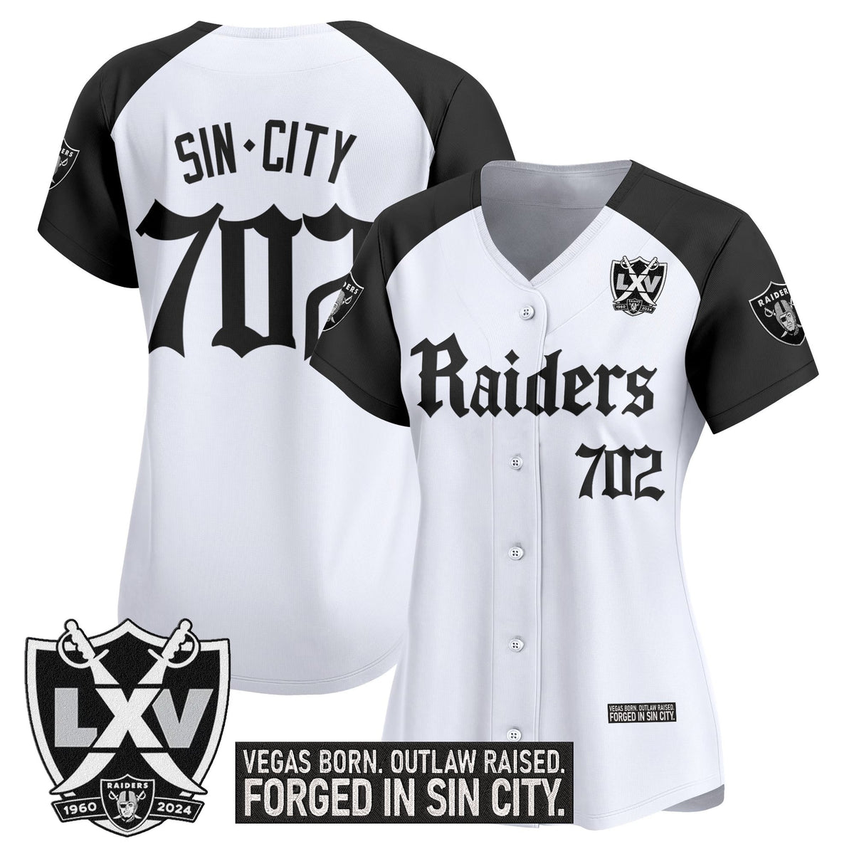 Women's Las Vegas Raiders 'Gothic Sin City Shadows Edition' Vapor Baseball Jersey - All Stitched