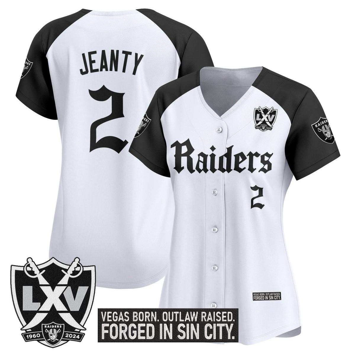 Women's Las Vegas Raiders 'Gothic Sin City Shadows Edition' Vapor Baseball Jersey - All Stitched