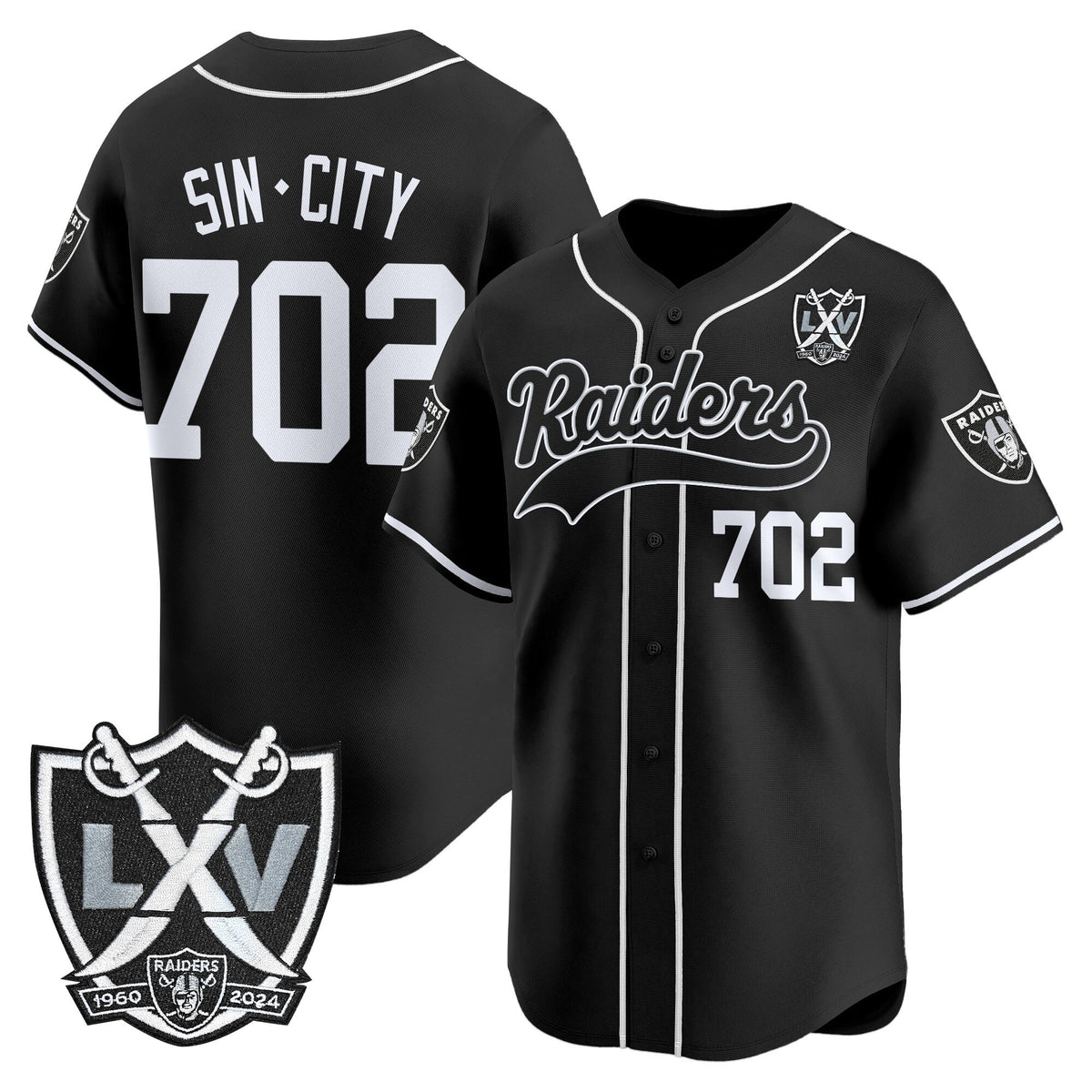 Men's Las Vegas Raiders 65th Anniversary Patch Vapor Baseball Jersey - All Stitched