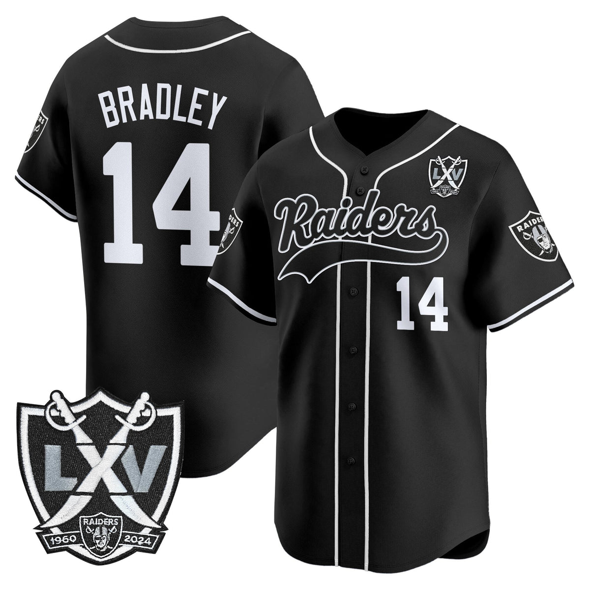Men's Las Vegas Raiders 65th Anniversary Patch Vapor Baseball Jersey - All Stitched