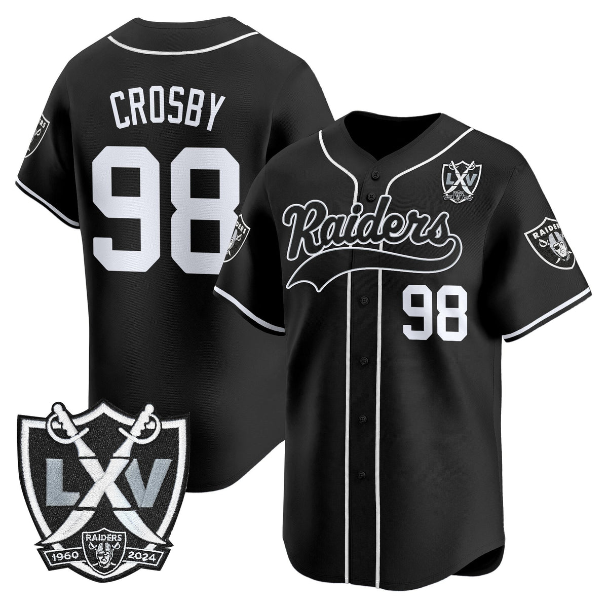 Men's Las Vegas Raiders 65th Anniversary Patch Vapor Baseball Jersey - All Stitched