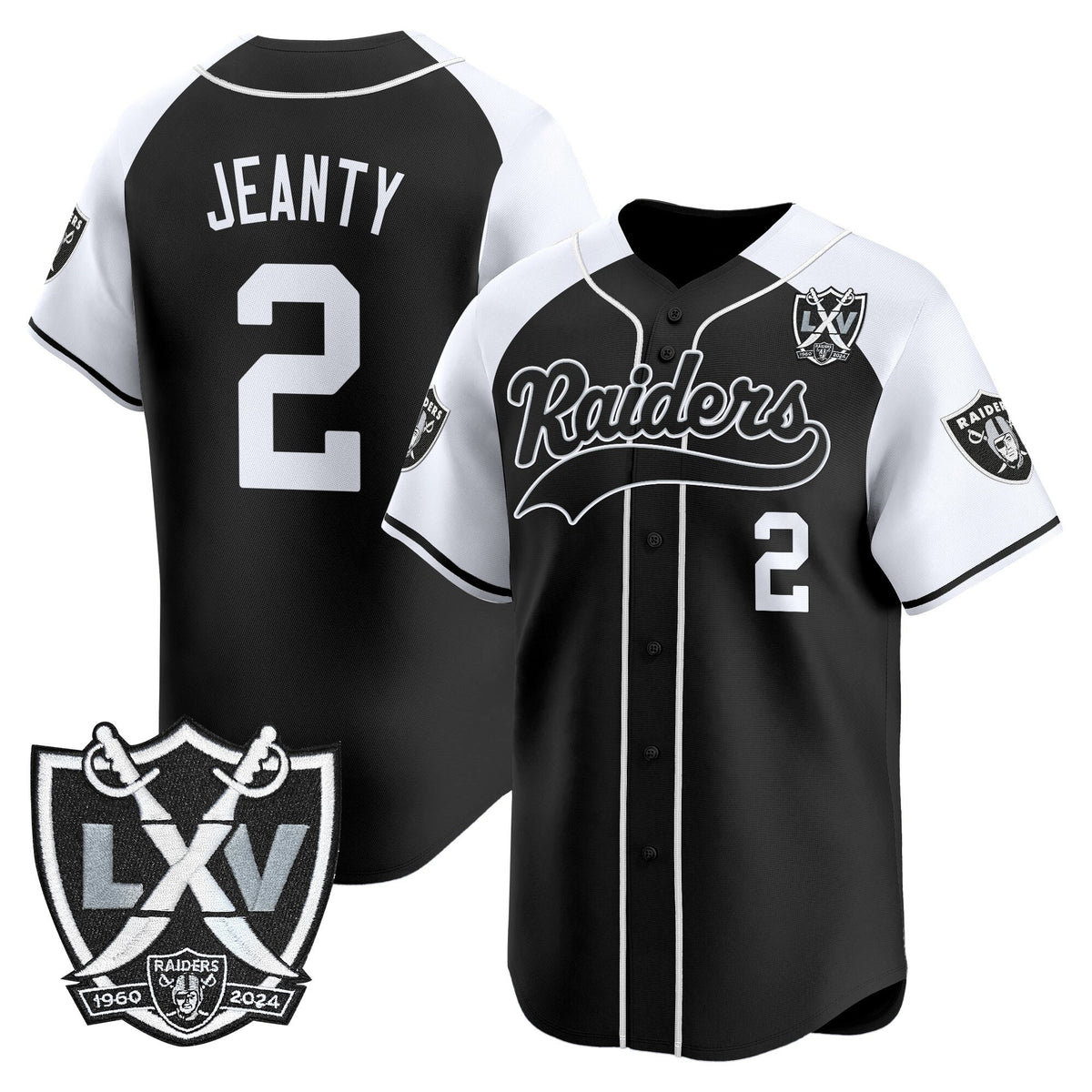 Men's Las Vegas Raiders 65th Anniversary Patch Vapor Baseball Jersey - All Stitched