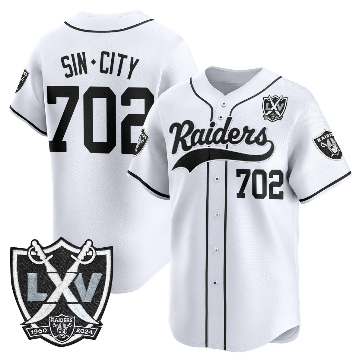 Men's Las Vegas Raiders 65th Anniversary Patch Vapor Baseball Jersey - All Stitched