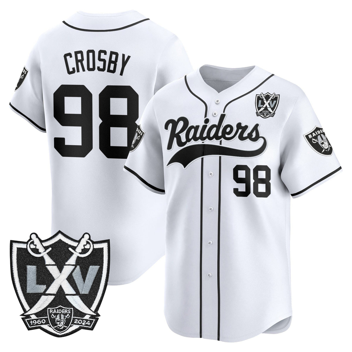 Men's Las Vegas Raiders 65th Anniversary Patch Vapor Baseball Jersey - All Stitched