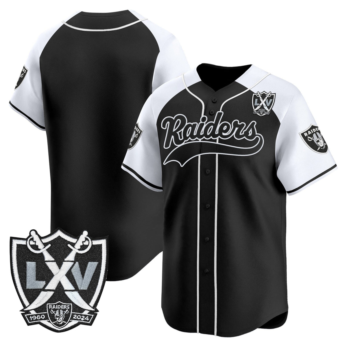 Men's Las Vegas Raiders 65th Anniversary Patch Vapor Baseball Jersey - All Stitched