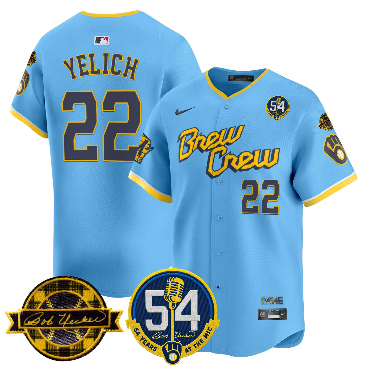 Men's Milwaukee Brewers 'Bob Uecker - 54 Seasons for Brewers' Vapor Premier Limited Jersey - All Stitched