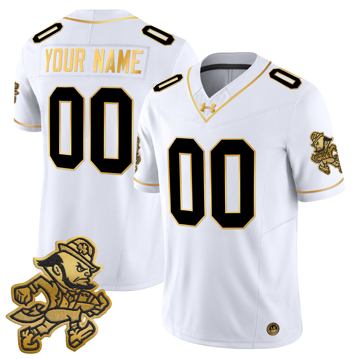 Notre Dame Fighting Irish 2025 'Gridiron Leprechaun Edition' Gold Vapor Limited Custom Jersey – All Stitched