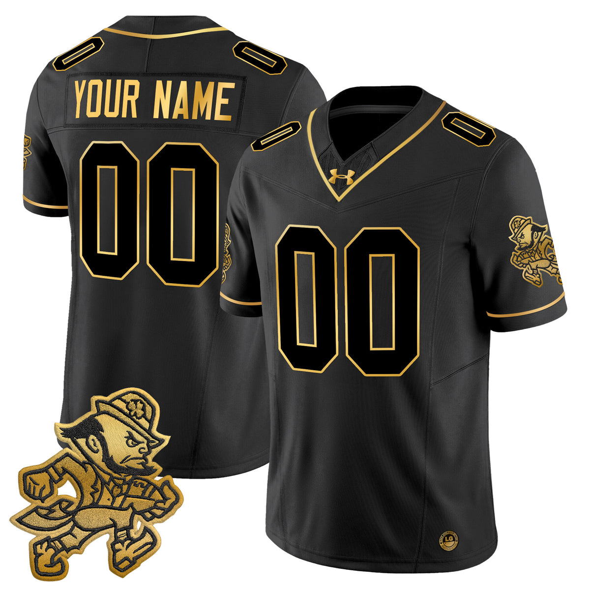 Notre Dame Fighting Irish 2025 'Gridiron Leprechaun Edition' Gold Vapor Limited Custom Jersey – All Stitched
