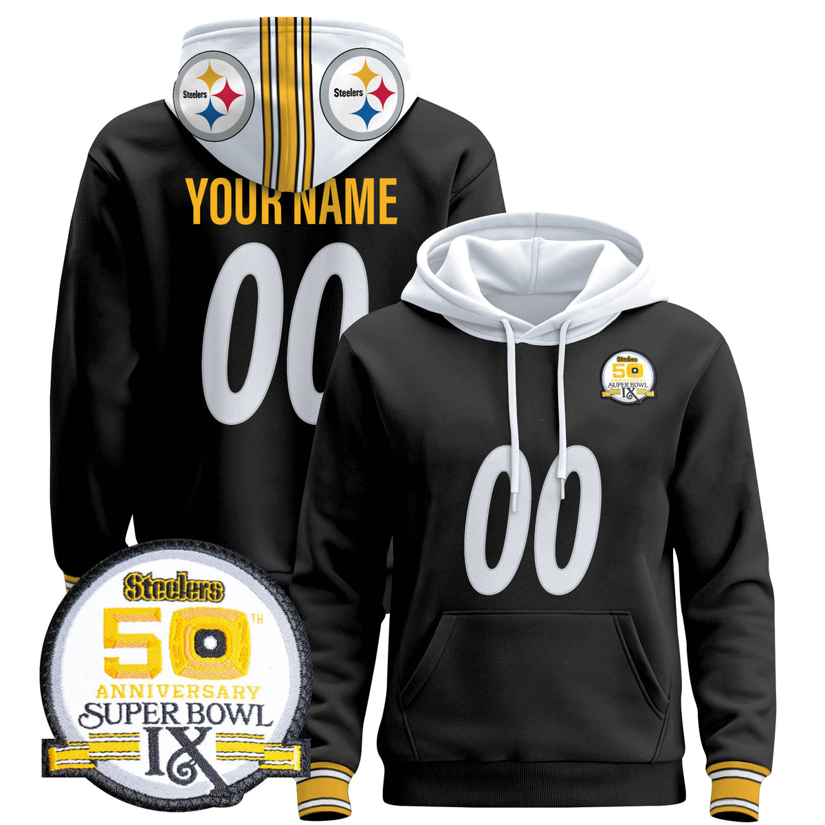 Pittsburgh Steelers 2025 Premium Custom Pullover Hoodie - All Stitched
