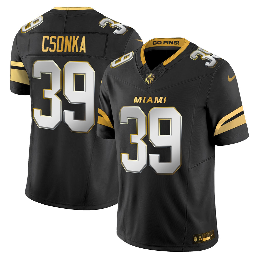 Men's Miami Dolphins 2025 "Rivalries" Gold Vapor Limited Jersey - All Stitched