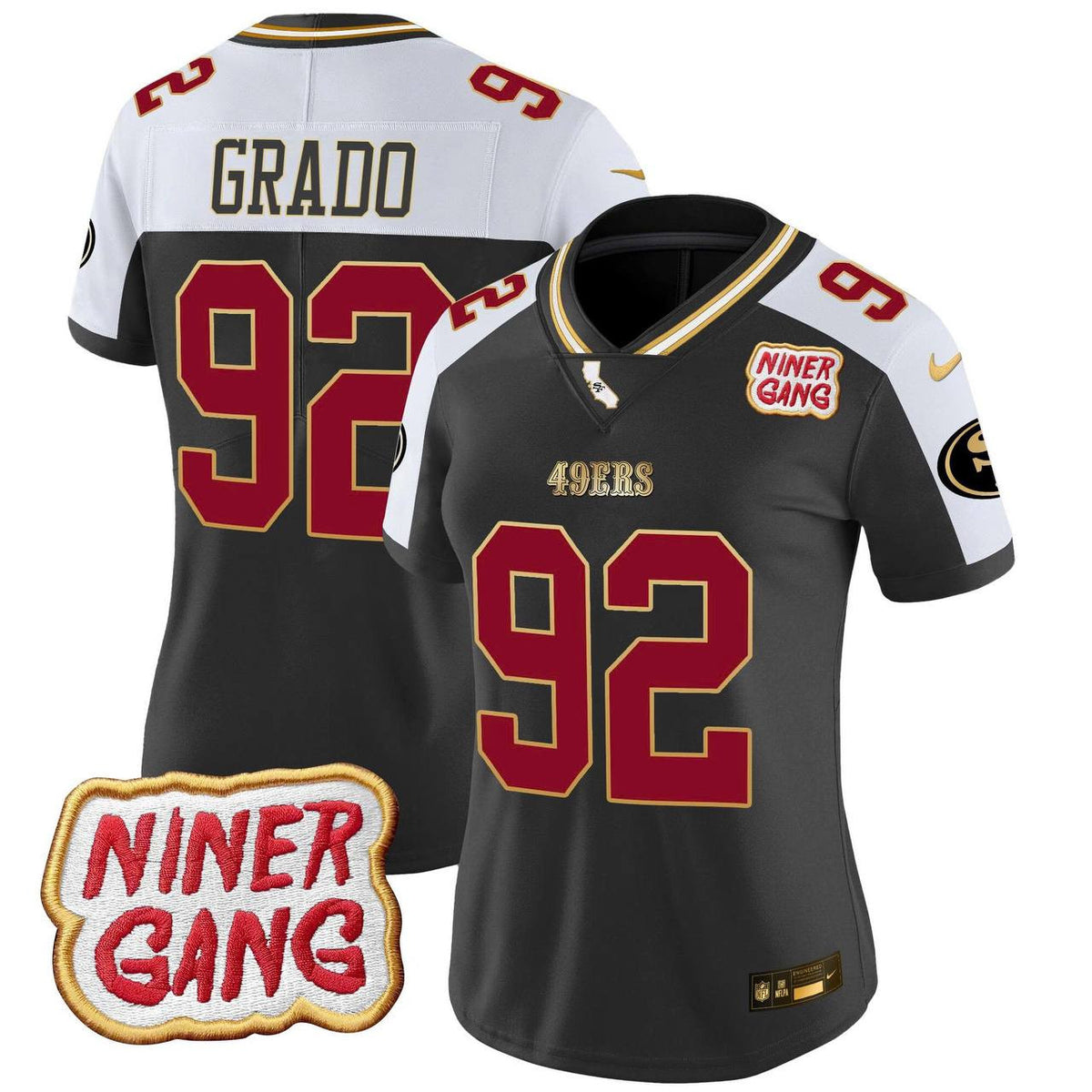 Grado 49ers Niner Gang Patch Customized Jersey - All Stitched