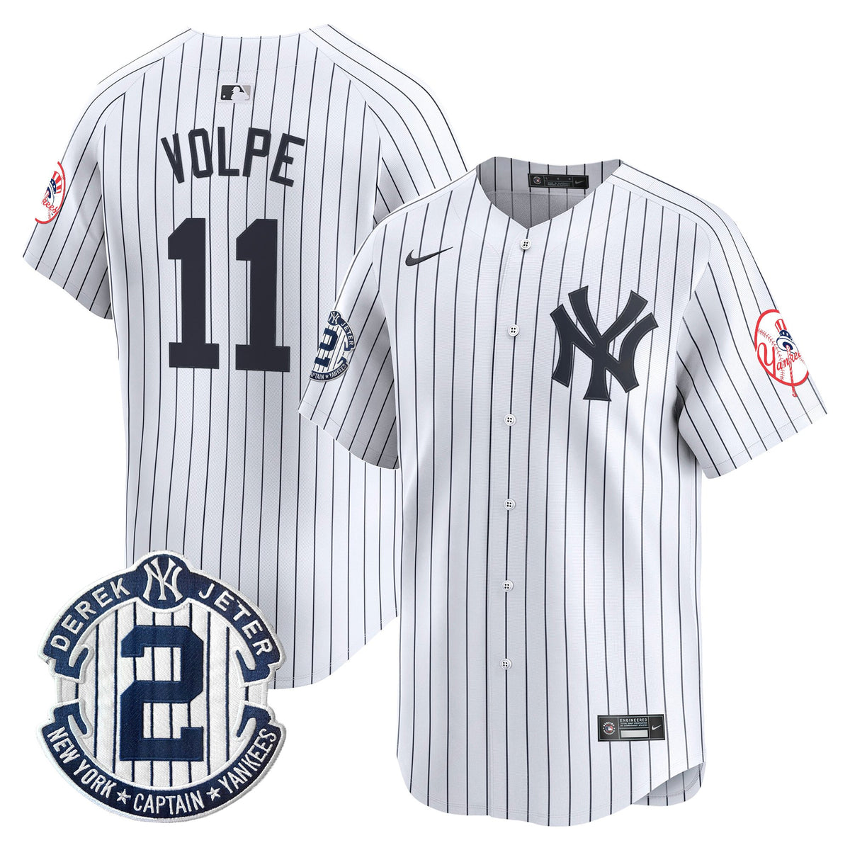 Men's New York Yankees Throwback Vapor Premier Limited Jersey - Derek Jeter Patch - All Stitched