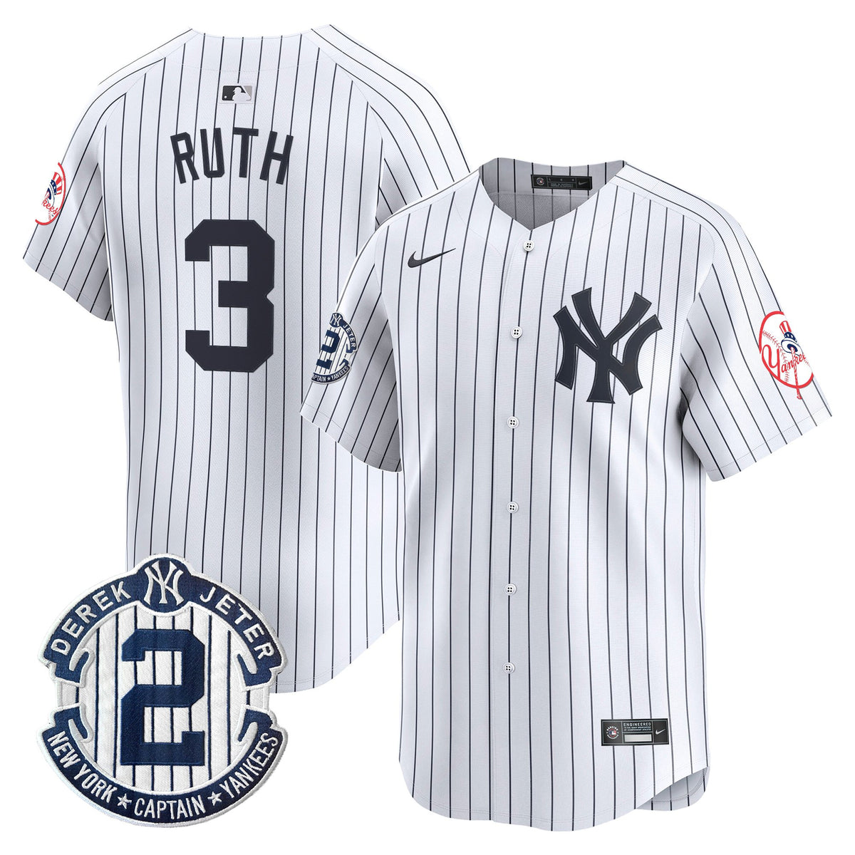 Men's New York Yankees Throwback Vapor Premier Limited Jersey - Derek Jeter Patch - All Stitched