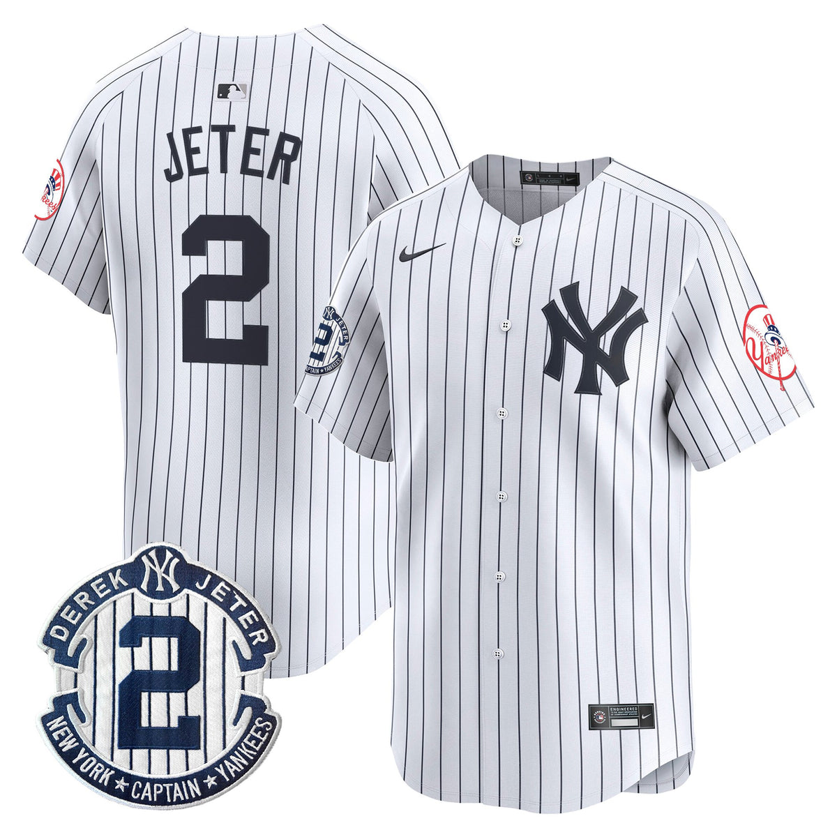 Men's New York Yankees Throwback Vapor Premier Limited Jersey - Derek Jeter Patch - All Stitched