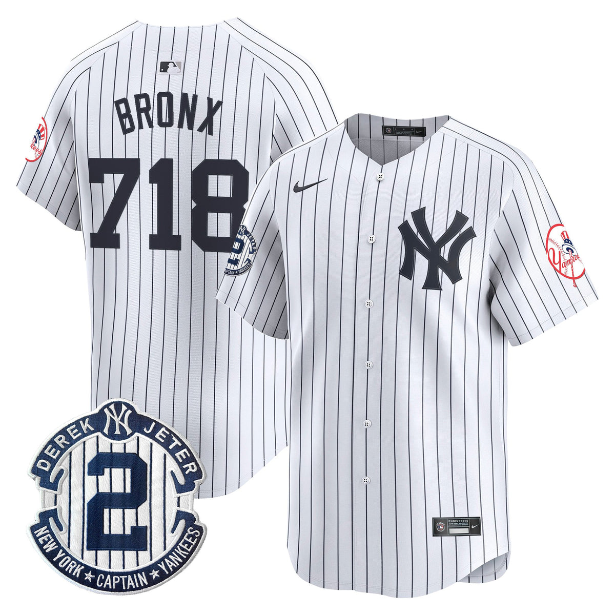 Men's New York Yankees Throwback Vapor Premier Limited Jersey - Derek Jeter Patch - All Stitched