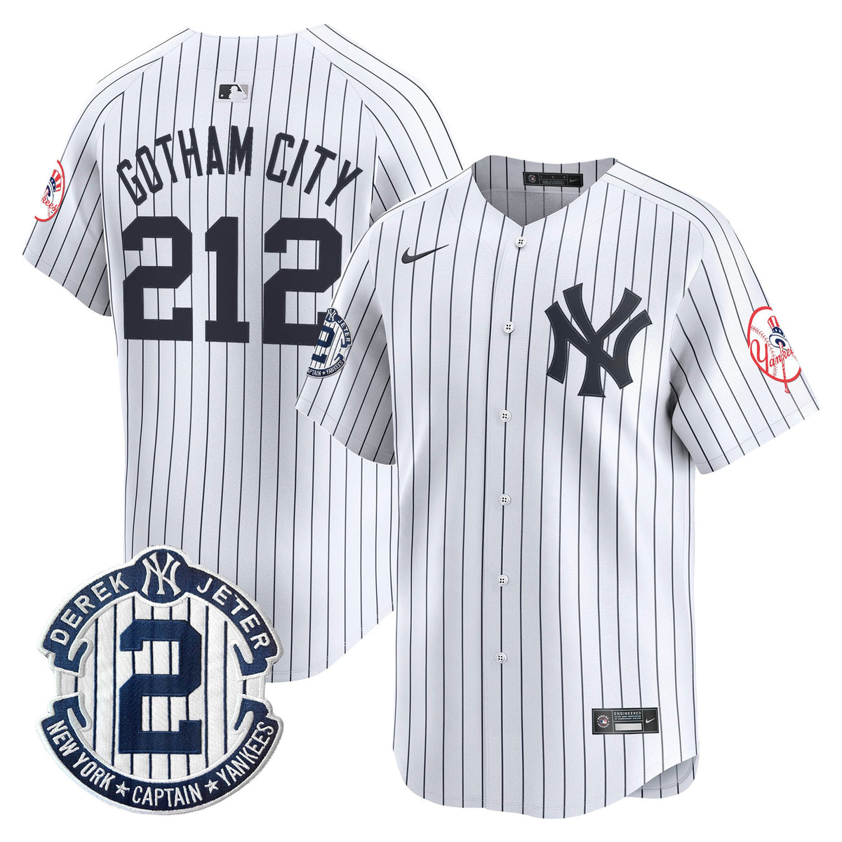 Men's New York Yankees Throwback Vapor Premier Limited Jersey - Derek Jeter Patch - All Stitched