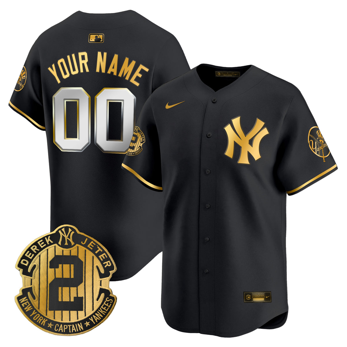 New York Yankees Throwback Vapor Premier Limited Custom Jersey - Derek Jeter Patch - All Stitched