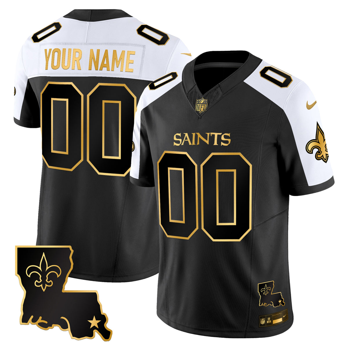 New Orleans Saints 2025 Gold Vapor Limited Custom Jersey - All Stitched
