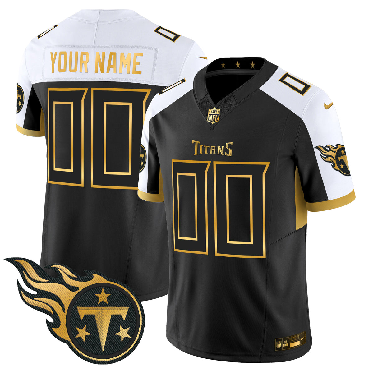 Tennessee Titans 2025 Gold Vapor Limited Custom Jersey - All Stitched