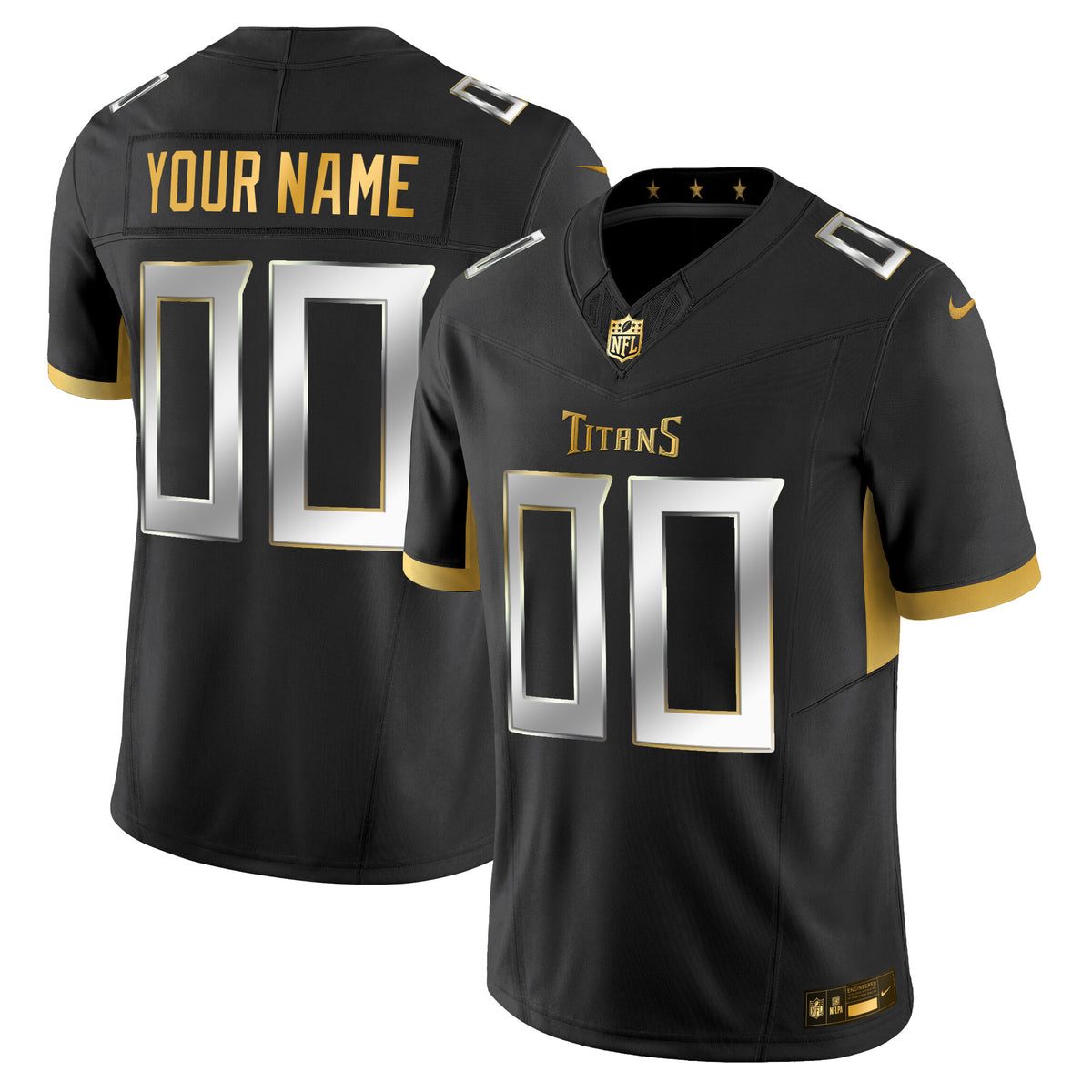 Tennessee Titans 2025 Gold Vapor Limited Custom Jersey - All Stitched