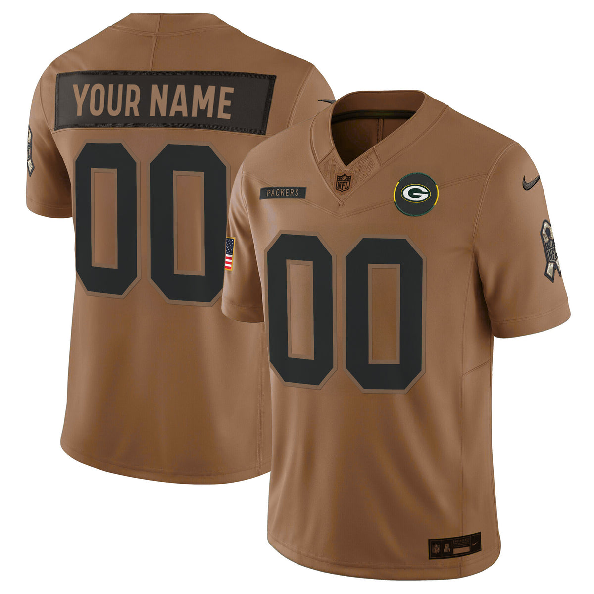 Green Bay Packers 2025 Salute to Service Vapor Limited Custom Jersey - All Stitched