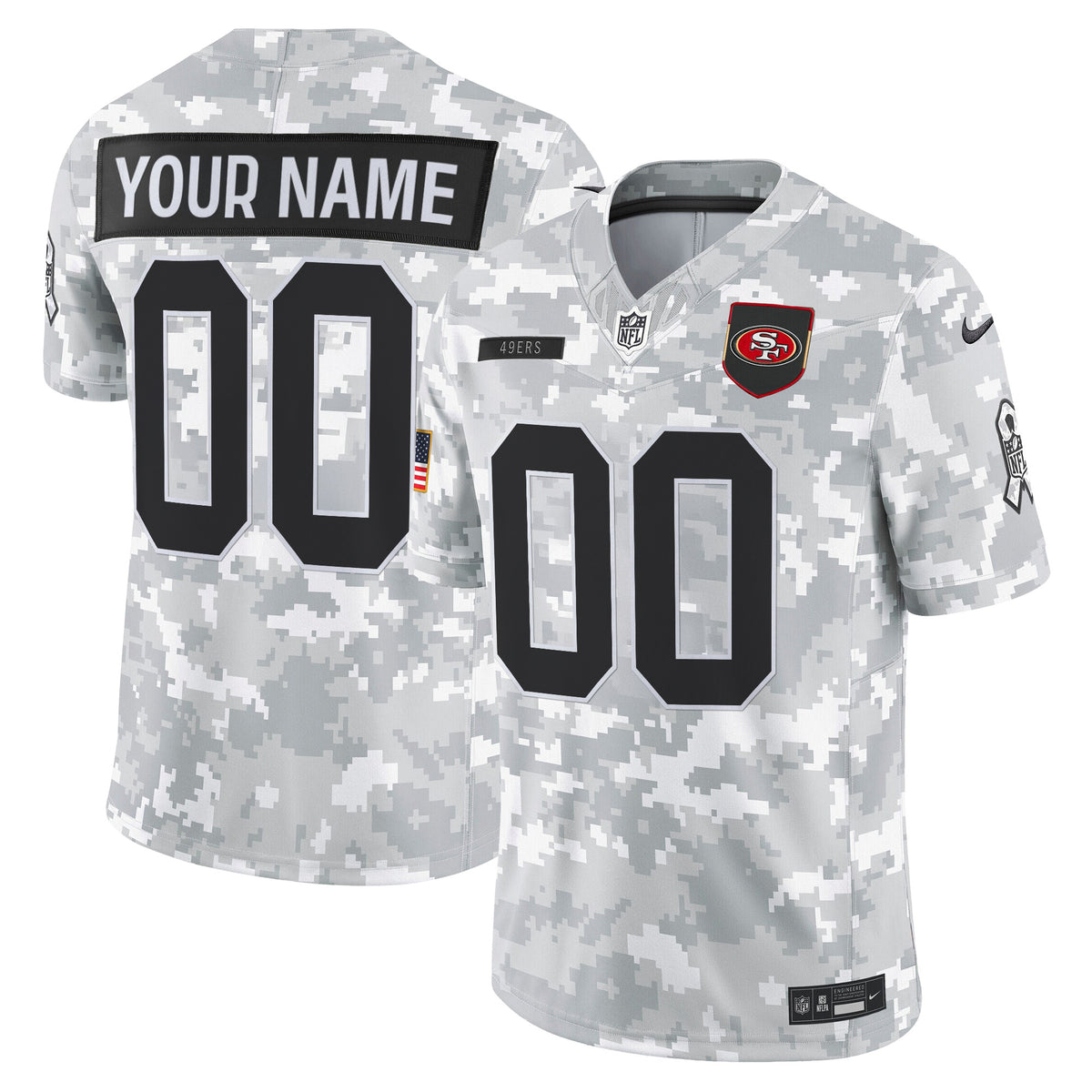 San Francisco 49ers 2025 Salute to Service Vapor Limited Custom Jersey - All Stitched