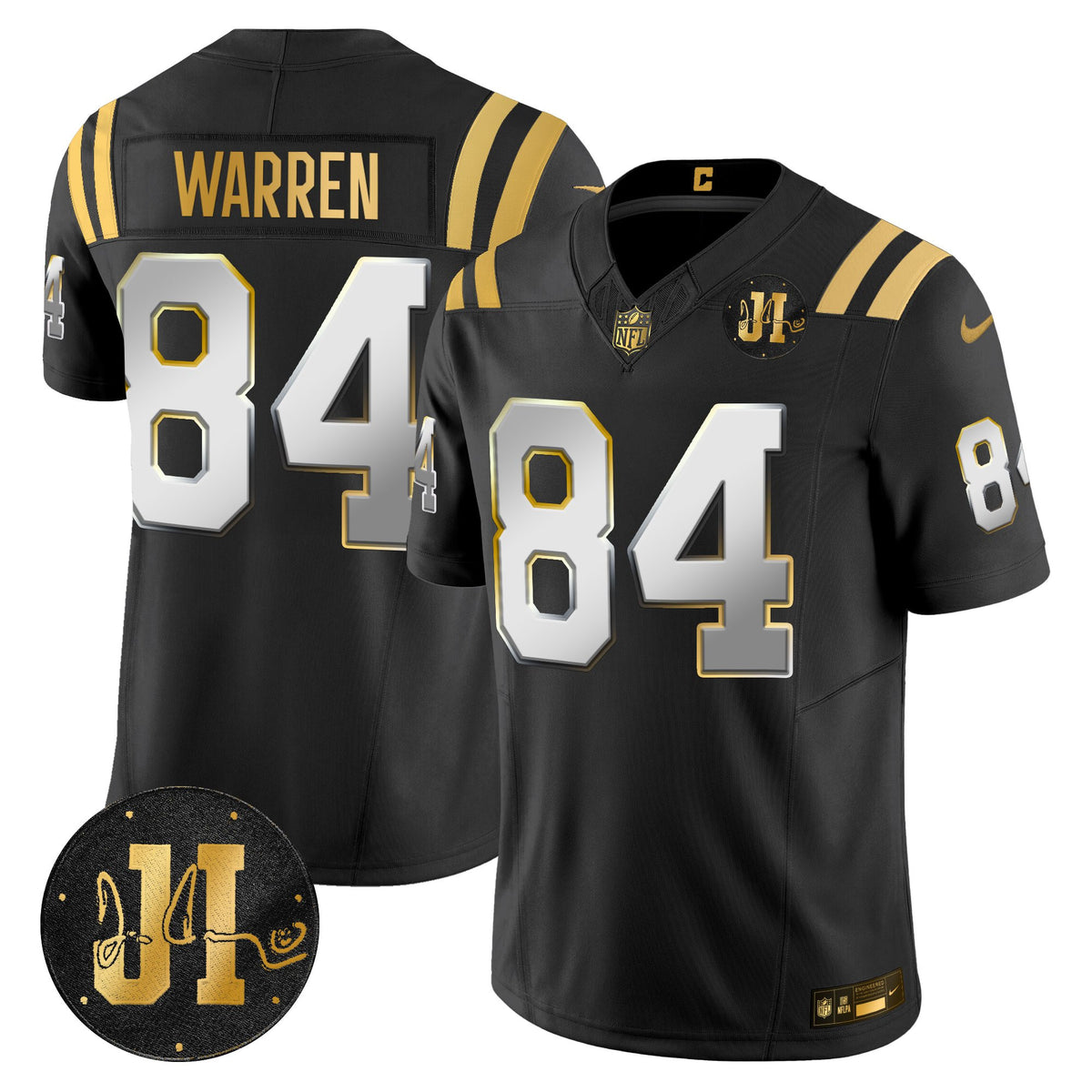 Men's Indianapolis Colts 2025 Jim Irsay Patch Gold Vapor Limited Jersey - All Stitched