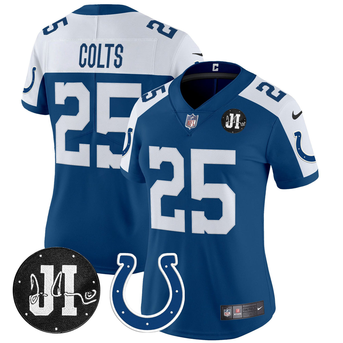 Women's Indianapolis Colts 2025 Jim Irsay Patch Vapor Limited Jersey - All Stitched