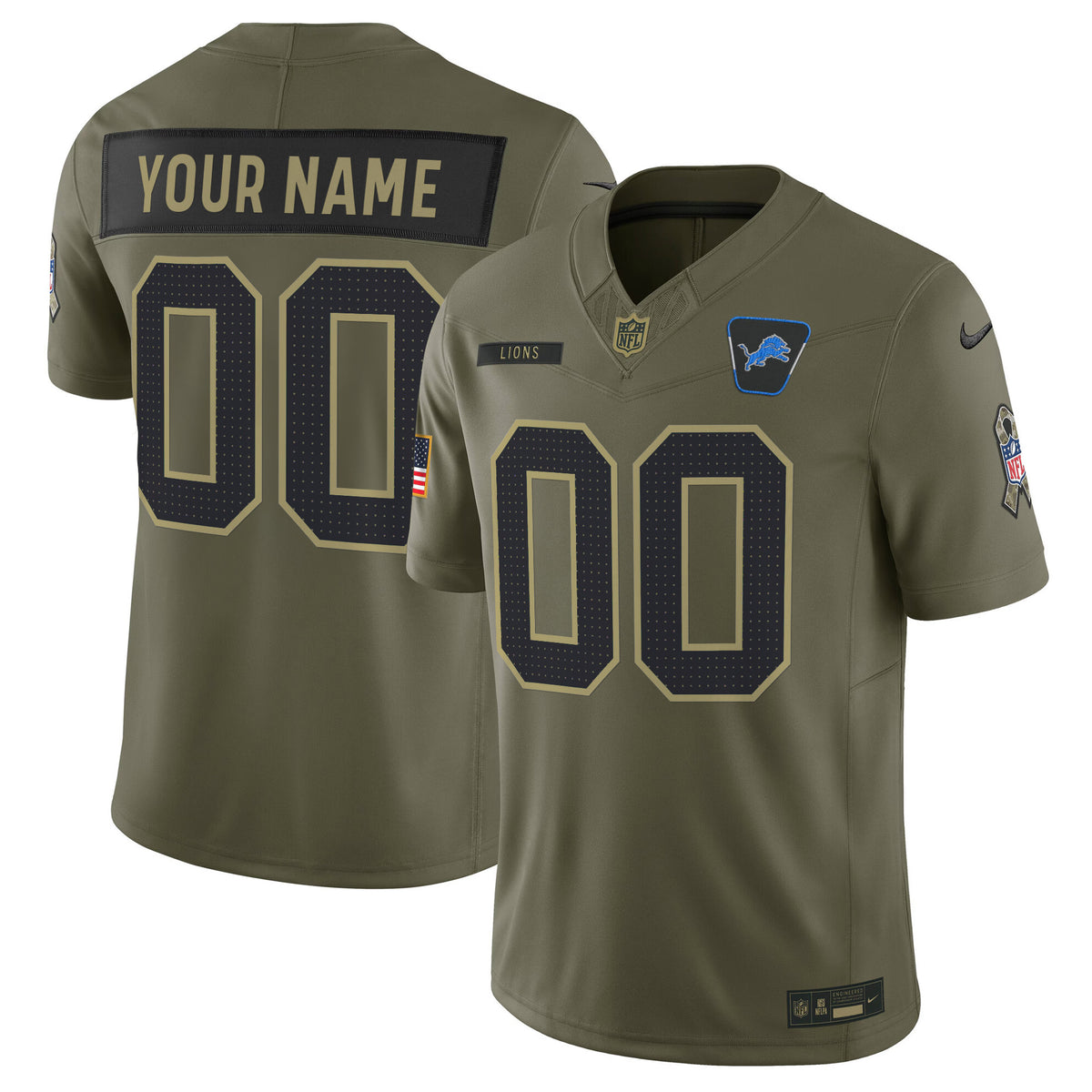 Detroit Lions 2025 Salute to Service Vapor Limited Custom Jersey - All Stitched