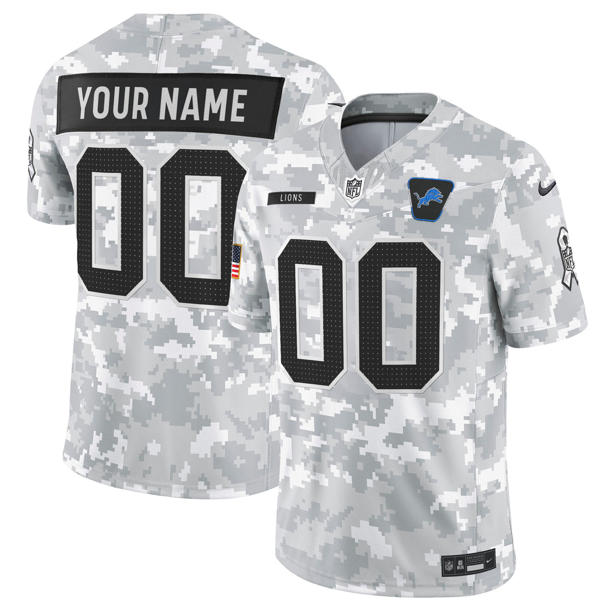 Detroit Lions 2025 Salute to Service Vapor Limited Custom Jersey - All Stitched
