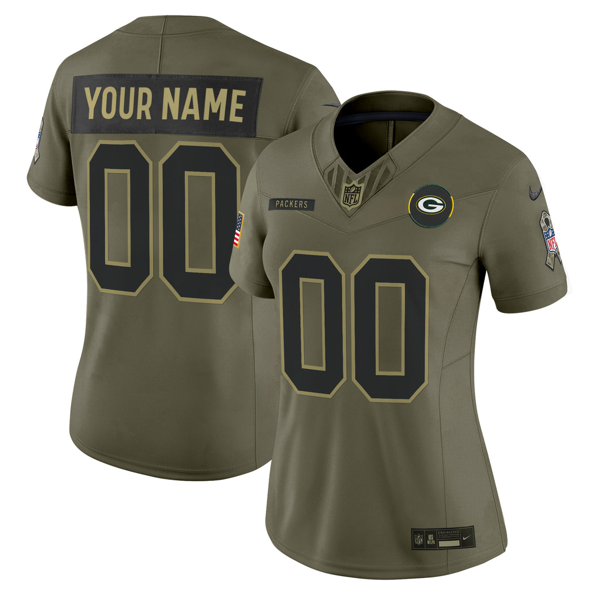 Green Bay Packers 2025 Salute to Service Vapor Limited Custom Jersey - All Stitched