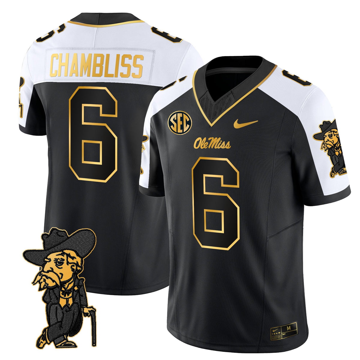 Men's Ole Miss Rebels 2025 Gold Vapor Limited Jersey - All Stitched