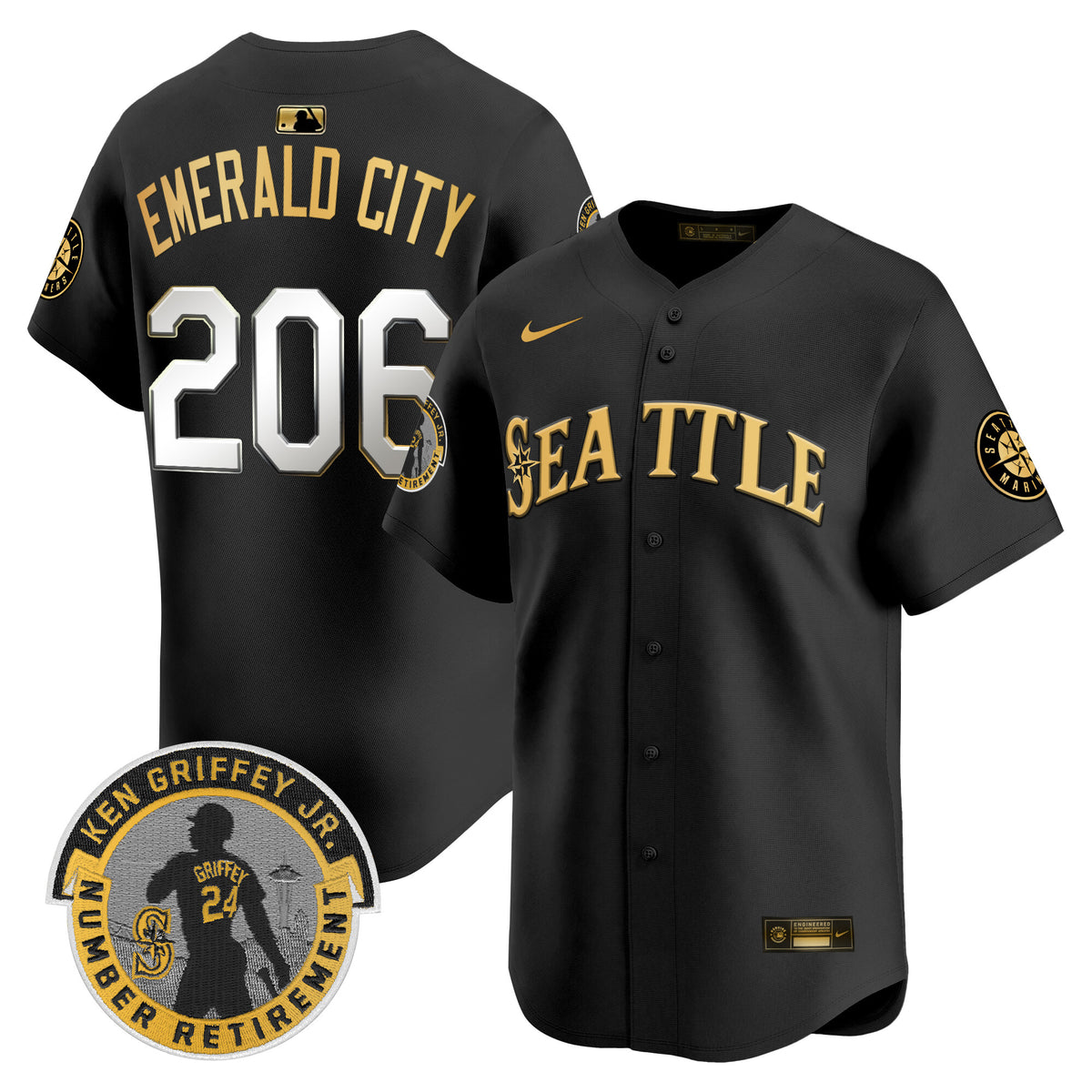 Men's Seattle Mariners 2025 Ken Griffey Jr. Patch Vapor Premier Limited Jersey - All Stitched