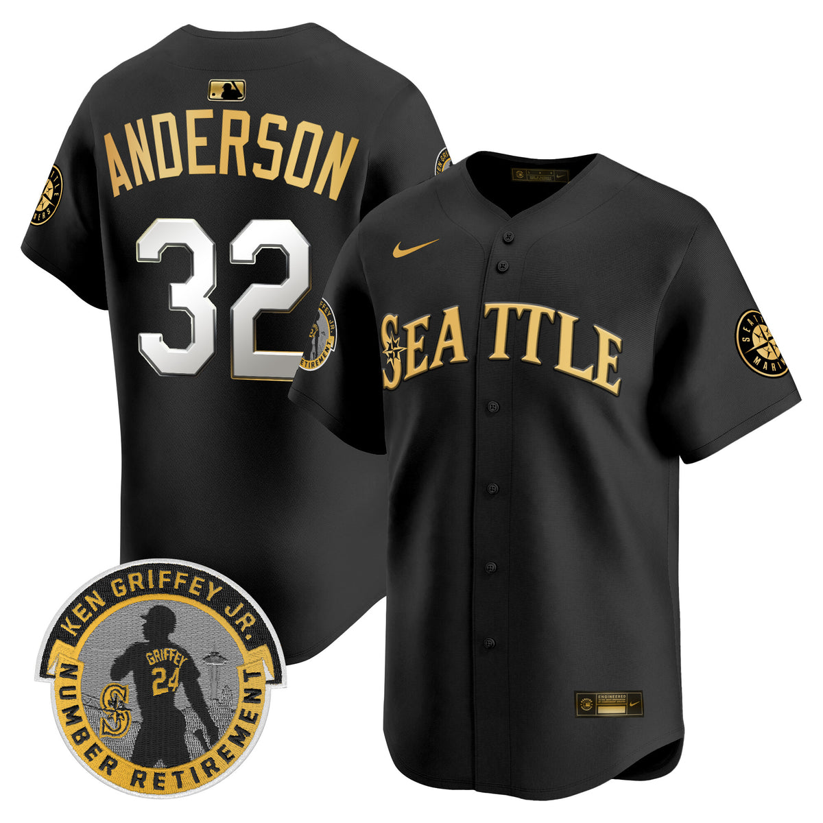 Men's Seattle Mariners 2025 Ken Griffey Jr. Patch Vapor Premier Limited Jersey - All Stitched