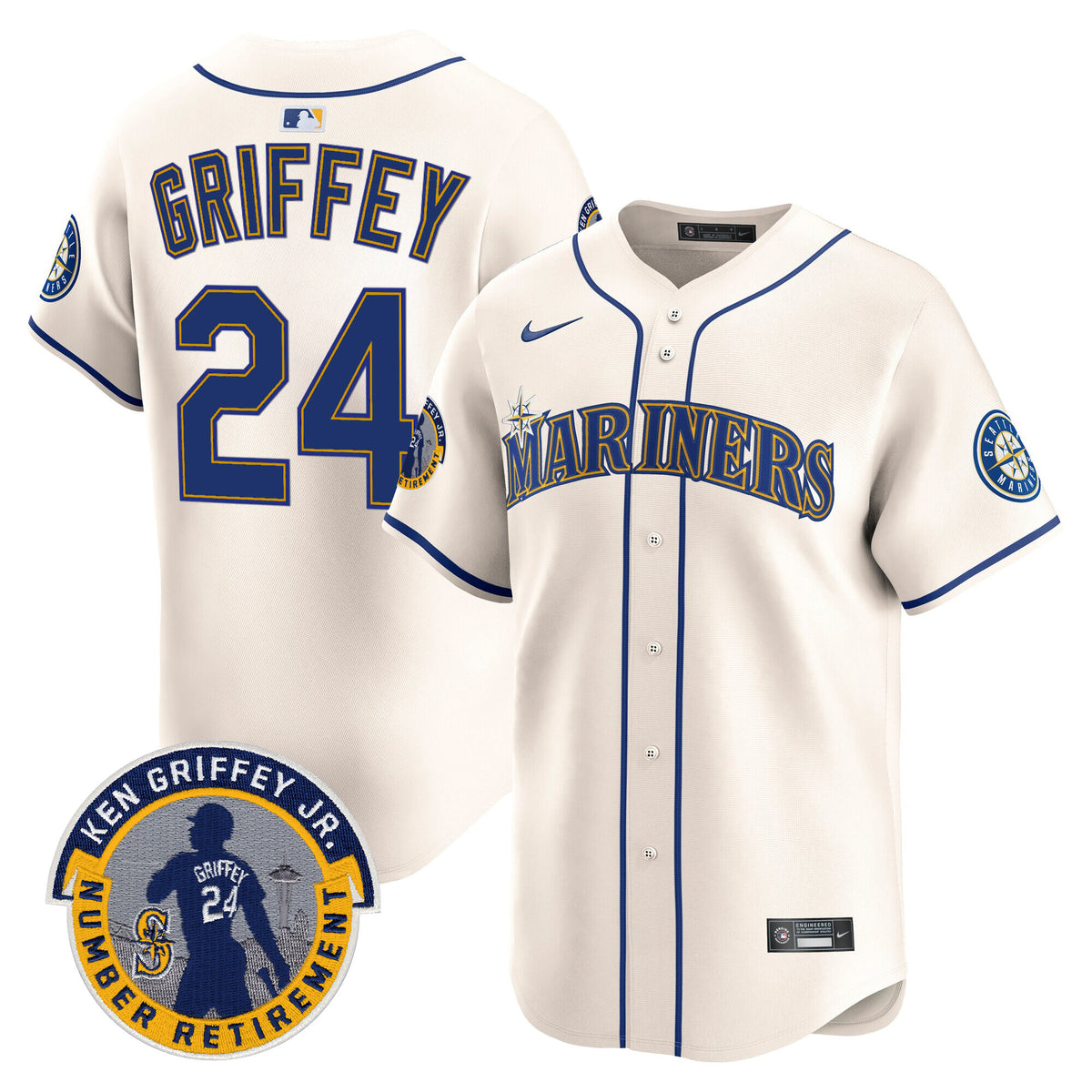 Men's Seattle Mariners 2025 Ken Griffey Jr. Patch Vapor Premier Limited Jersey - All Stitched