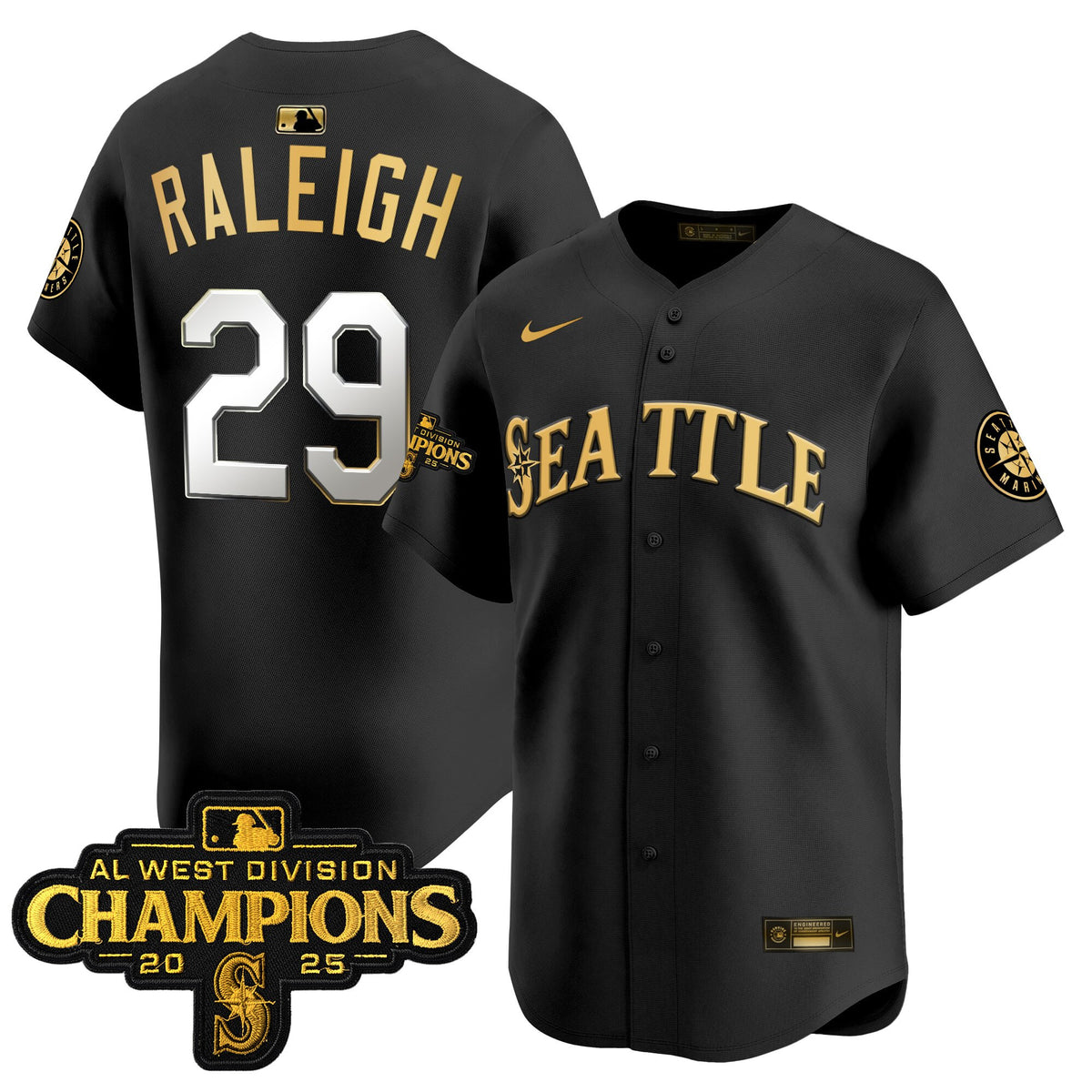 Men's Seattle Mariners 2025 AL West Division Champions Vapor Premier Jersey - All Stitched